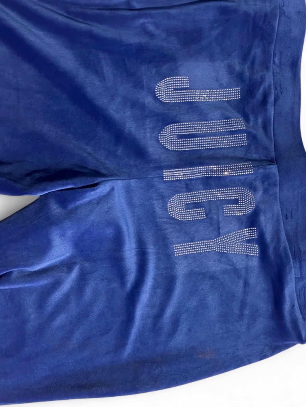 Juicy Couture Blue Velour Jeans with Rhinestone Logo
